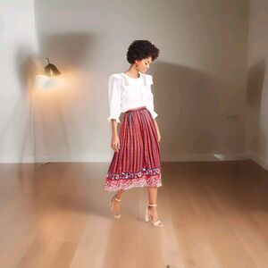 Anthropologie Ansel Embroidered Midi Skirt